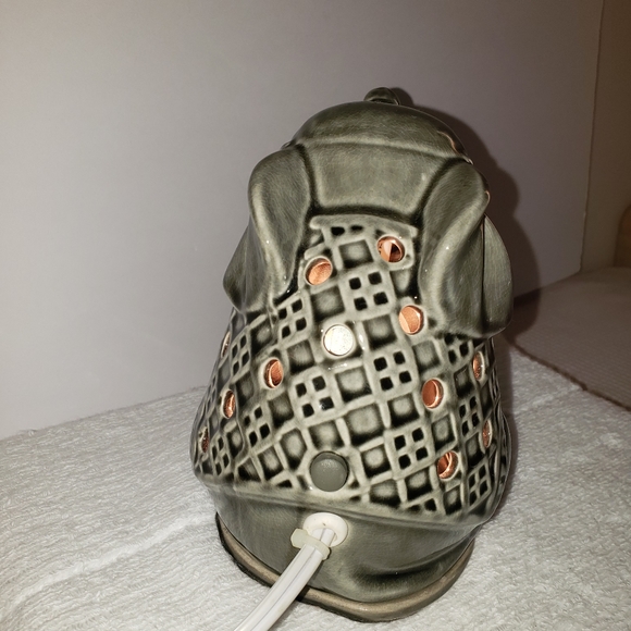 Ceramic Elephant Wax Warmer Accent Night Light Green Trunk Up Good Luck 6.5” - Picture 5 of 6